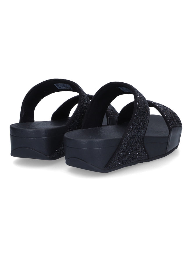 FitFlop Lulu Glitter Slides Black Glitter