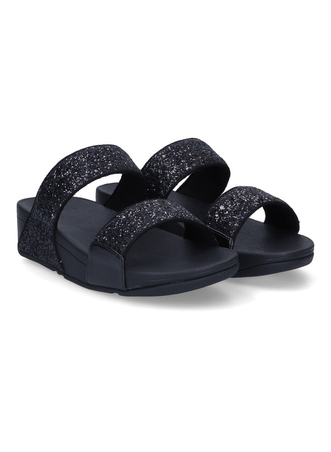 FitFlop Lulu Glitter Slides Black Glitter