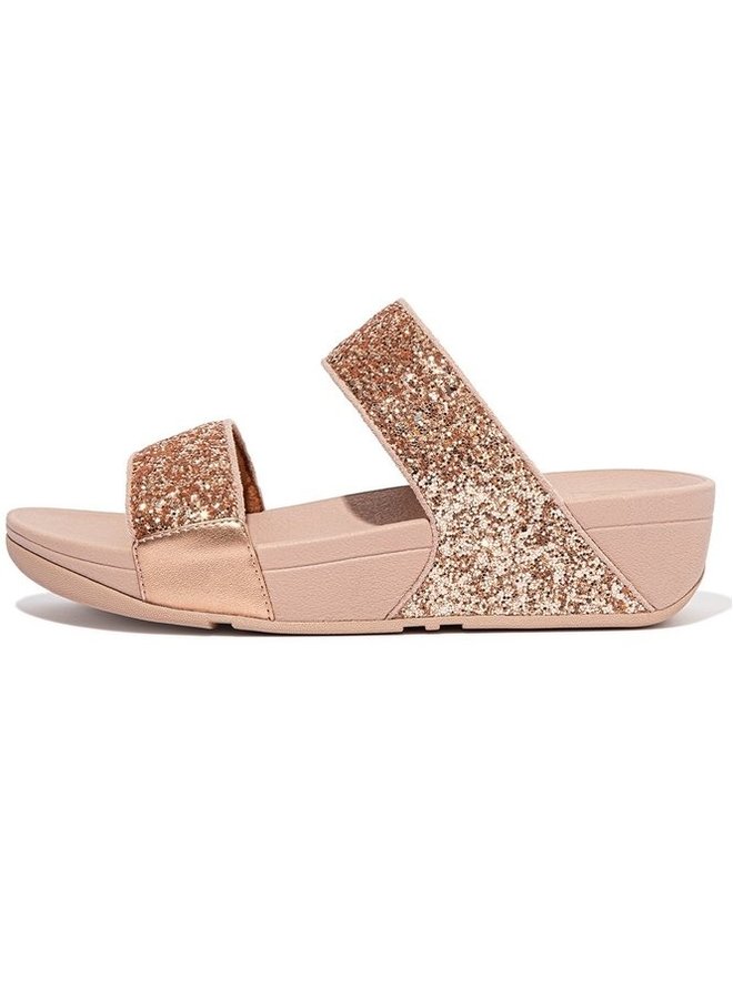 FitFlop Lulu Glitter Slides Rose Gold