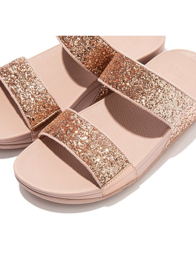 FitFlop Lulu Glitter Slides Rose Gold