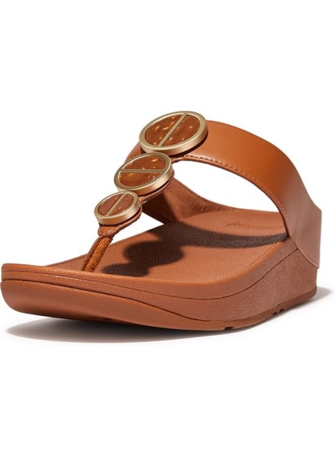 FitFlop Halo Metallic-Trim Toe-Post Light Tan