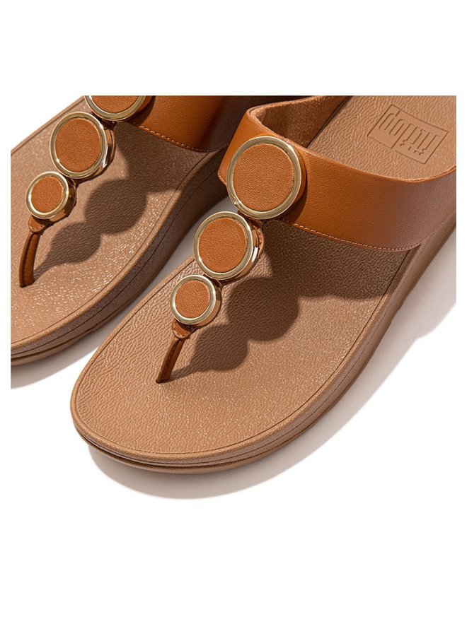 FitFlop Halo Metallic-Trim Toe-Post Light Tan