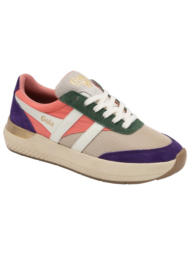 Gola Raven Trainers Wheat/Coral Pink/Royal Purple