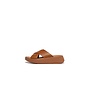 FitFlop Leather Flatform Cross Slides Light Tan