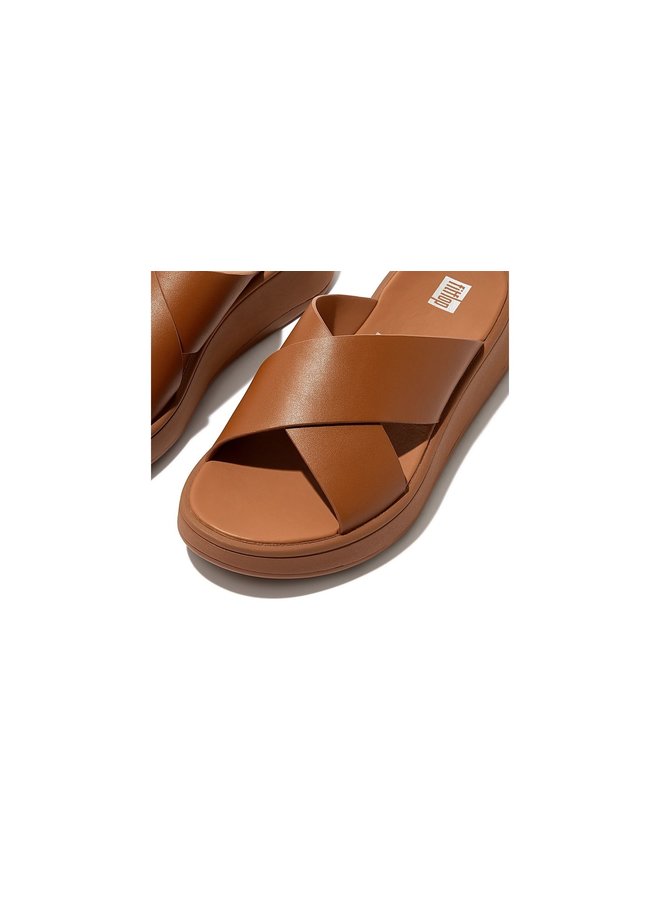 FitFlop Leather Flatform Cross Slides Light Tan