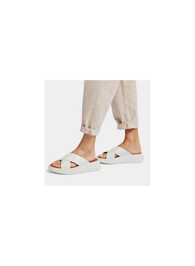 FitFlop Leather Flatform Cross Slides Cream