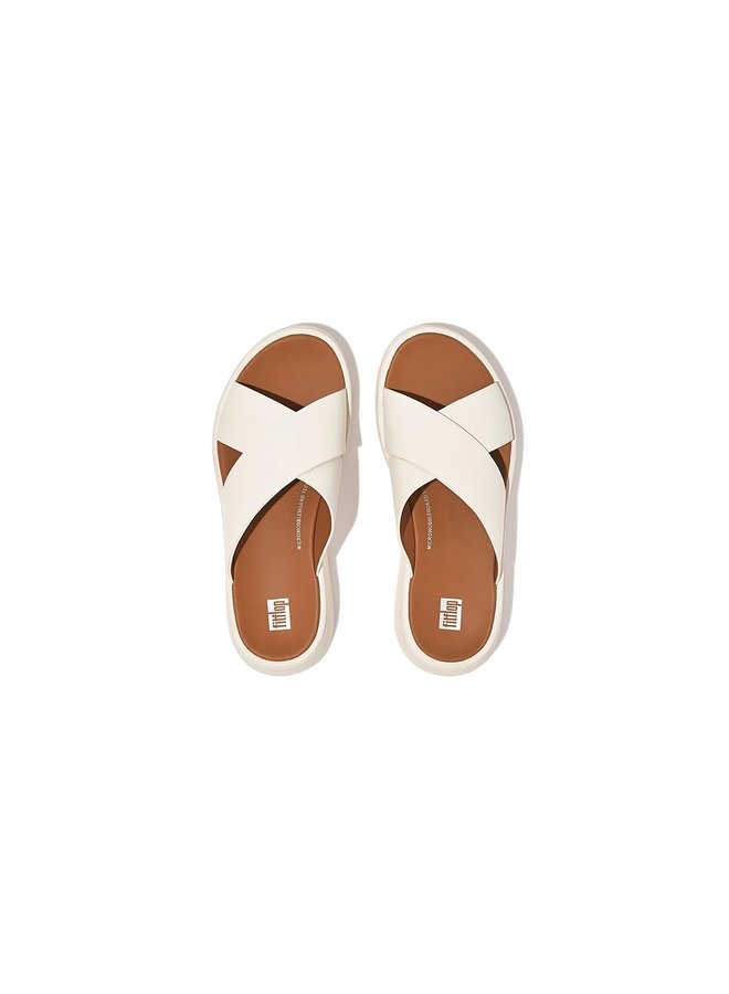 FitFlop Leather Flatform Cross Slides Cream