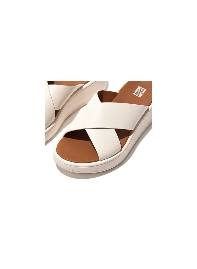 FitFlop Leather Flatform Cross Slides Cream