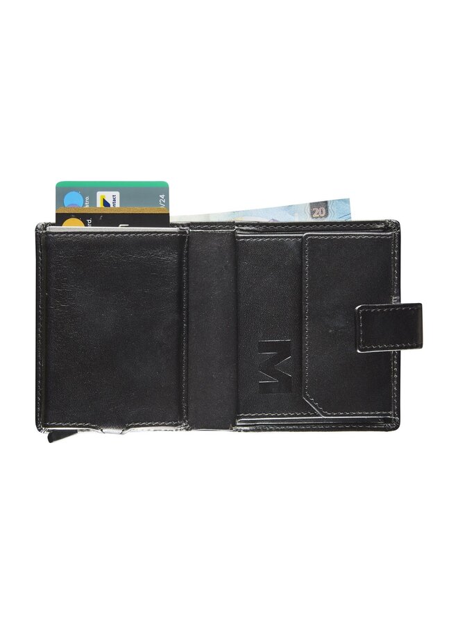 Maverick All Black Leather Card Protector