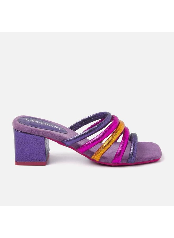 Lazamani Mules Block Heel LA85562 Purple Multi