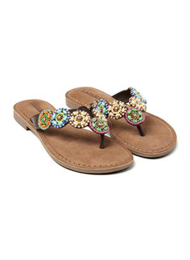 Lazamani Toe Slippers Rounds LA75444 Brown