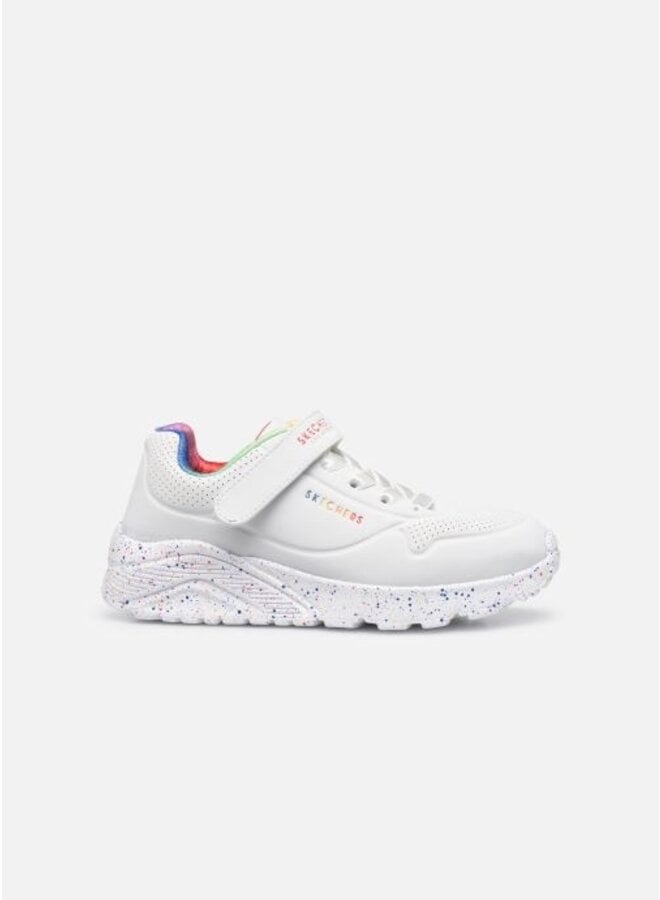 Skechers White/Multi Uno Lite Rainbow Kids