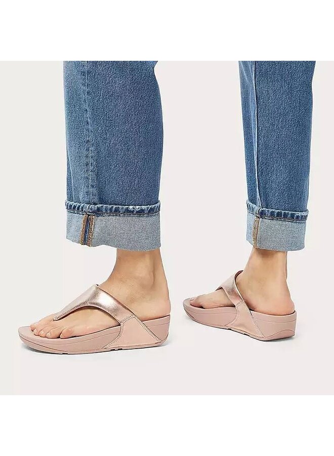 FitFlop Lulu Leather Toe-Post Rose Gold