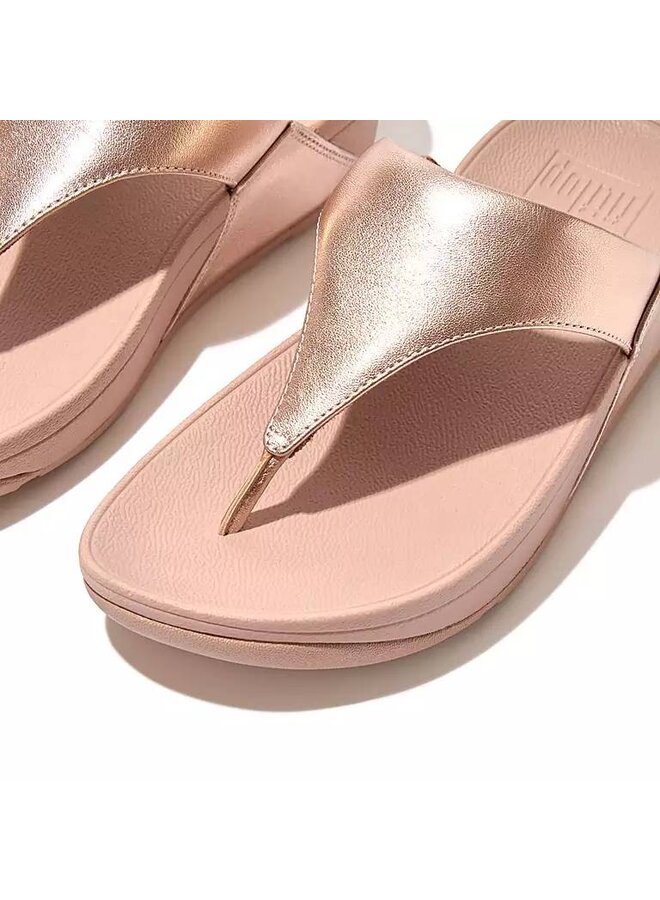 FitFlop Lulu Leather Toe-Post Rose Gold