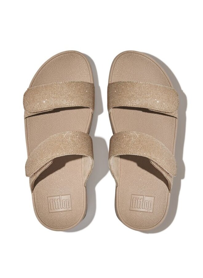 FitFlop Lulu Adjustable Shimmerlux Slides Latte/Beige