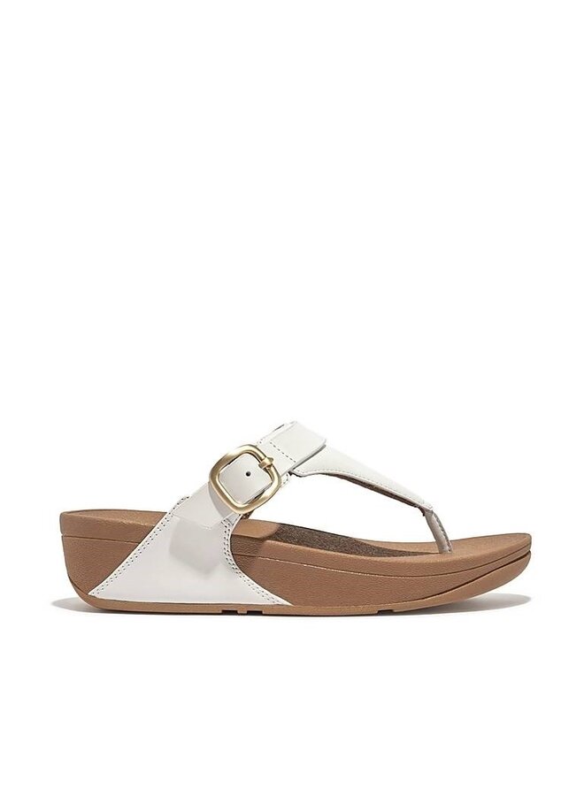 FitFlop Lulu Adjustable Leather Toe-Post Sandals Urban White
