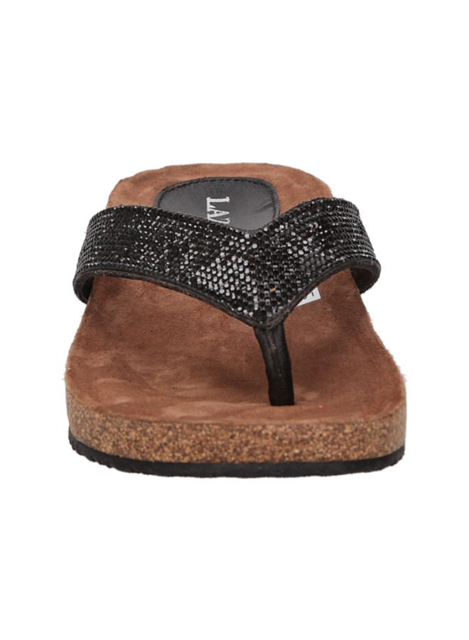 Lazamani Toe-Post Slippers LA75809 Black Diamonds