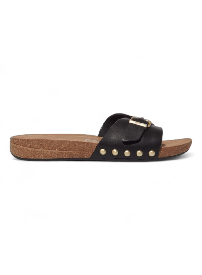 FitFlop IQushion Adjustable Buckle Slides Black