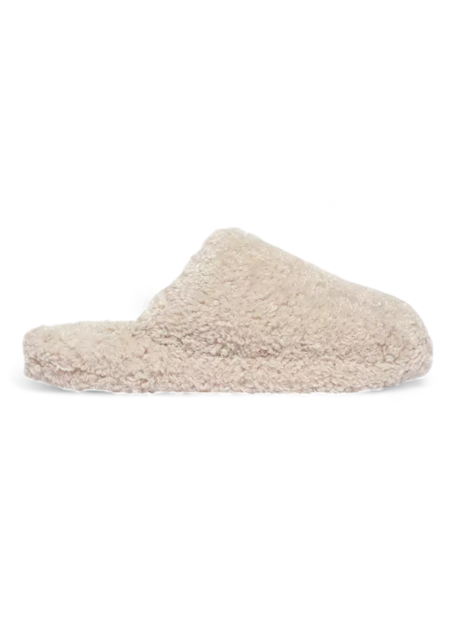 FitFlop Iqushion D-Luxe Padded Teddy Slipper Mules Milk Ice