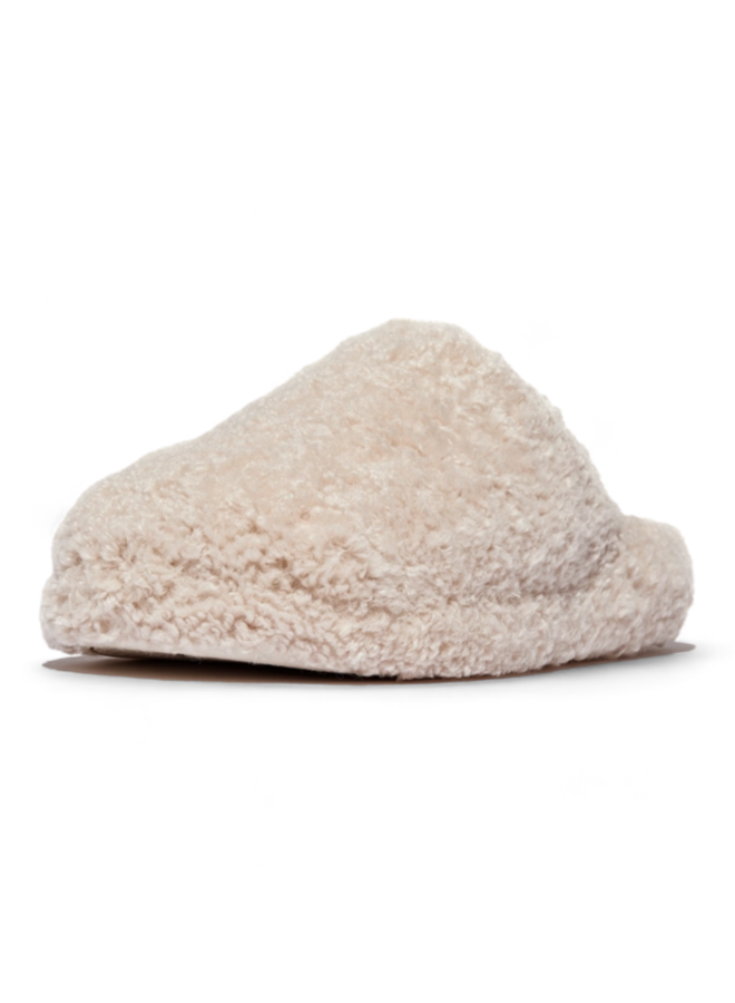 FitFlop Iqushion D-Luxe Padded Teddy Slipper Mules Milk Ice
