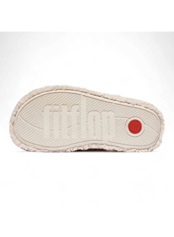 FitFlop Iqushion D-Luxe Padded Teddy Slipper Mules Milk Ice