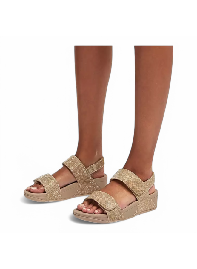 Fitflop Lulu Adjustable Shimmerlux Back Strap Sandals Latte/Beige