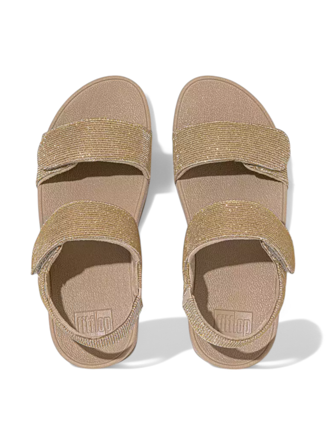 Fitflop Lulu Adjustable Shimmerlux Back Strap Sandals Latte/Beige