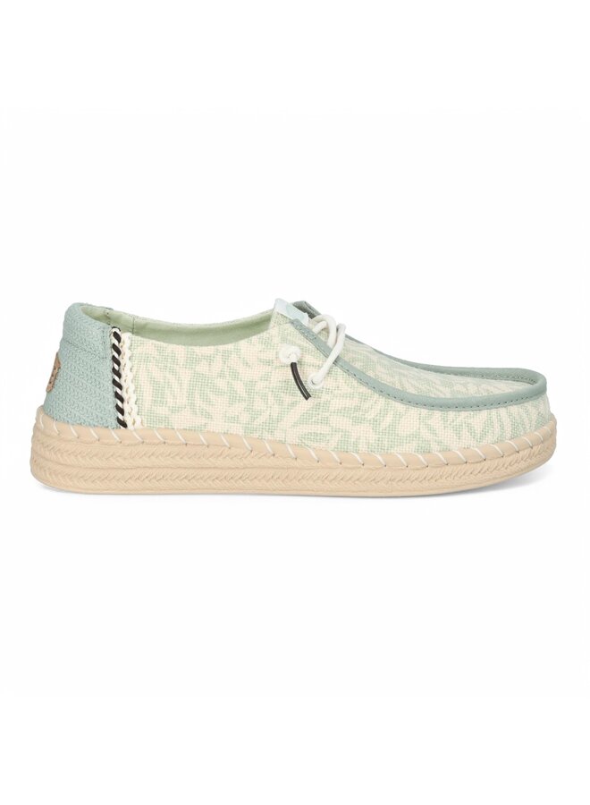 HEYDUDE Wendy Espadrille Retro Palm Celadon Green/White
