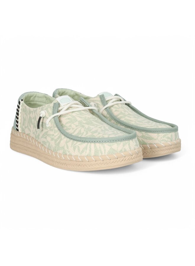 HEYDUDE Wendy Espadrille Retro Palm Celadon Green/White