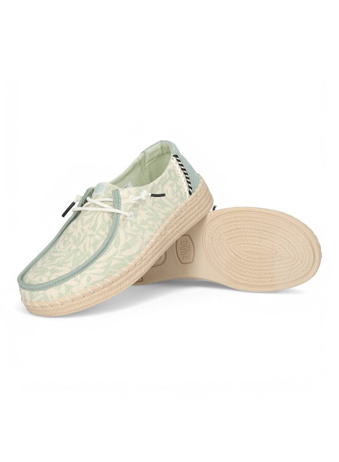 HEYDUDE Wendy Espadrille Retro Palm Celadon Green/White