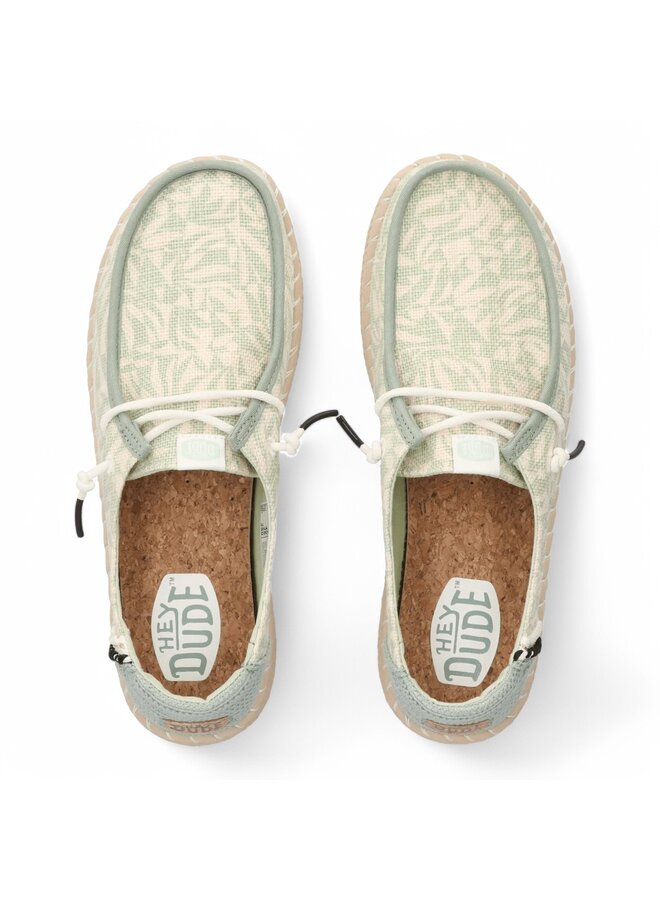 HEYDUDE Wendy Espadrille Retro Palm Celadon Green/White