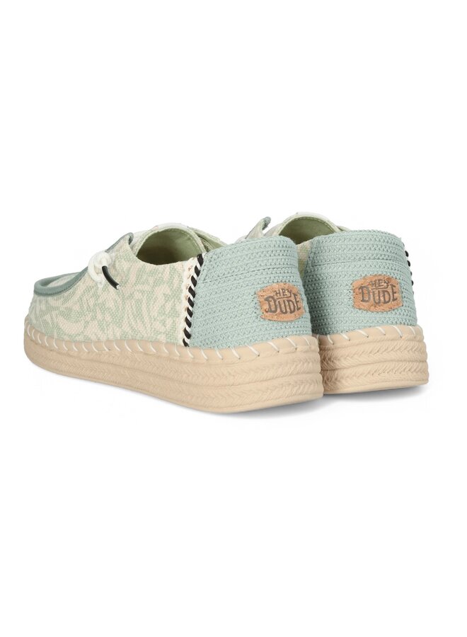 HEYDUDE Wendy Espadrille Retro Palm Celadon Green/White