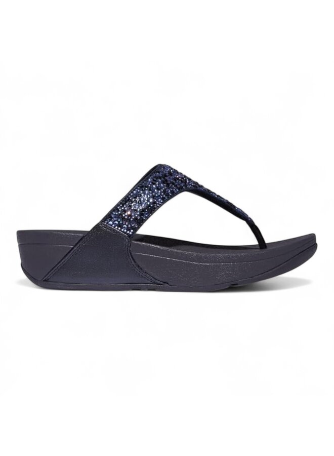Lulu Crystal-Mix Toe-Post Sandals Midnight Navy