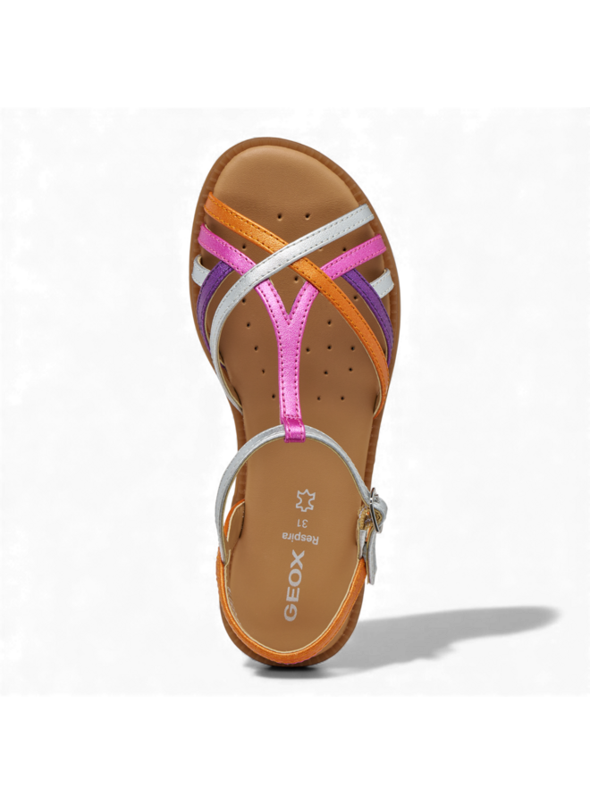 Geox J6535C Sandal Girl Karly Fuchsia Silver