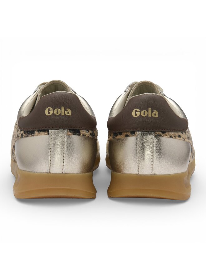 Gola CLB856YZ Women's Torpedo Glimmer Safari Trainer Gold/ Leopard/ Dark Brown