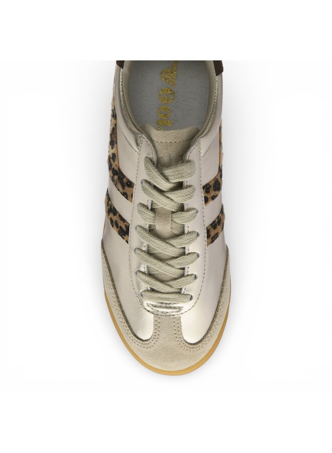 Gola Women's Torpedo Glimmer Safari Trainer Gold/ Leopard/ Dark Brown