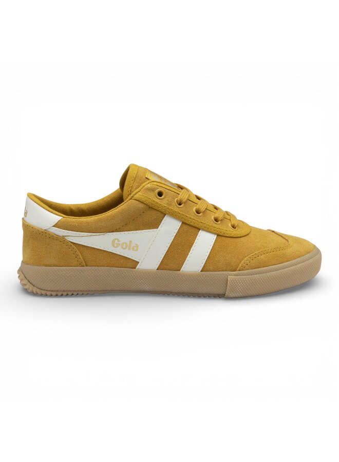 Gola CLB771YW Women's Badminton Suede Trainer Sun/Off White/Gum