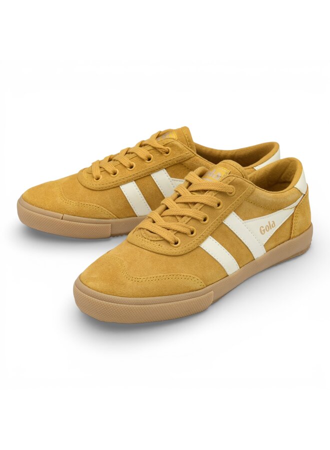 Gola CLB771YW Women's Badminton Suede Trainer Sun/Off White/Gum