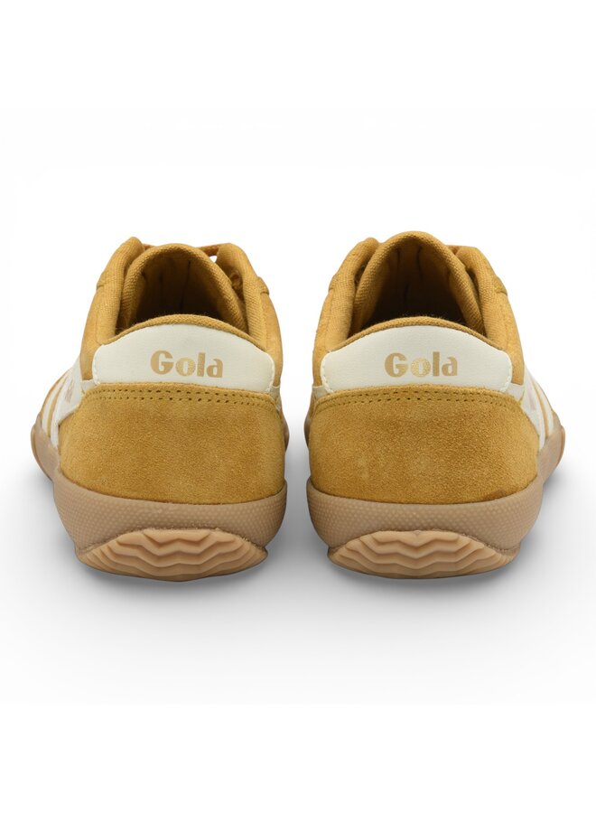 Gola CLB771YW Women's Badminton Suede Trainer Sun/Off White/Gum
