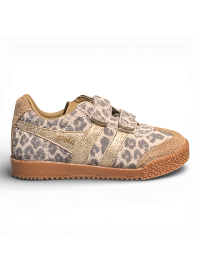 Gola Children's Harrier Safari Strap Trainer Snow Leopard/ Light Caramel/Gold