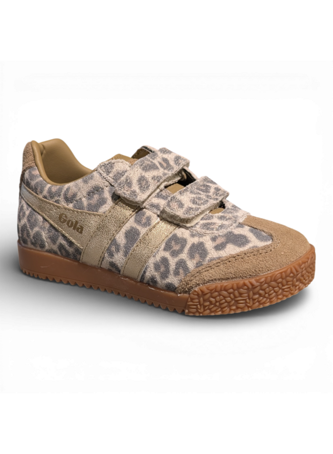 Gola CKA075ZC Children's Harrier Safari Strap Trainer Snow Leopard/ Light Caramel/Gold