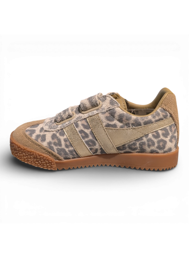 Gola Children's Harrier Safari Strap Trainer Snow Leopard/ Light Caramel/Gold