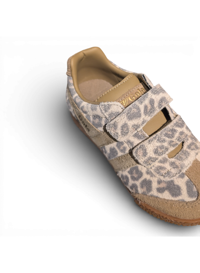 Gola Children's Harrier Safari Strap Trainer Snow Leopard/ Light Caramel/Gold