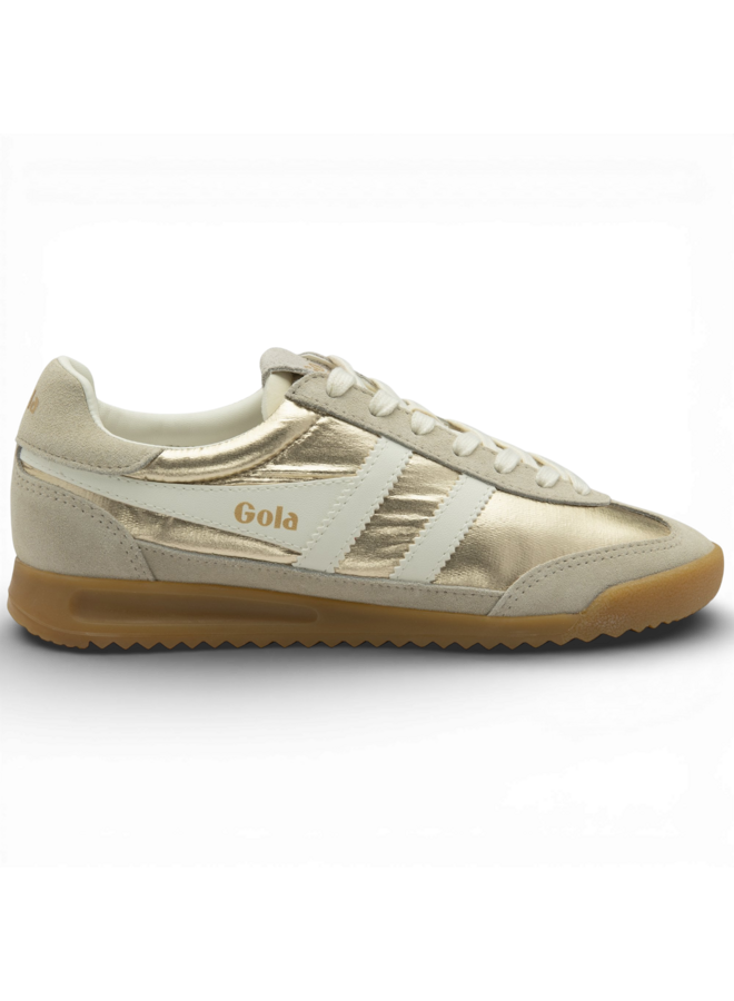 Gola CLB858YW Women's Firefly Metallic Trainer Gold/Off White