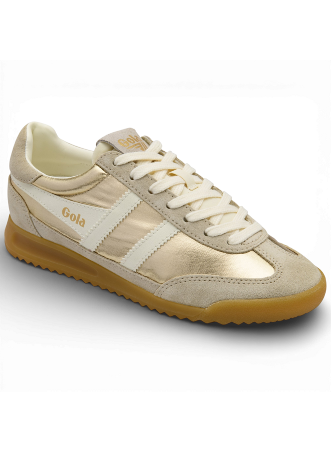 Gola CLB858YW Women's Firefly Metallic Trainer Gold/Off White