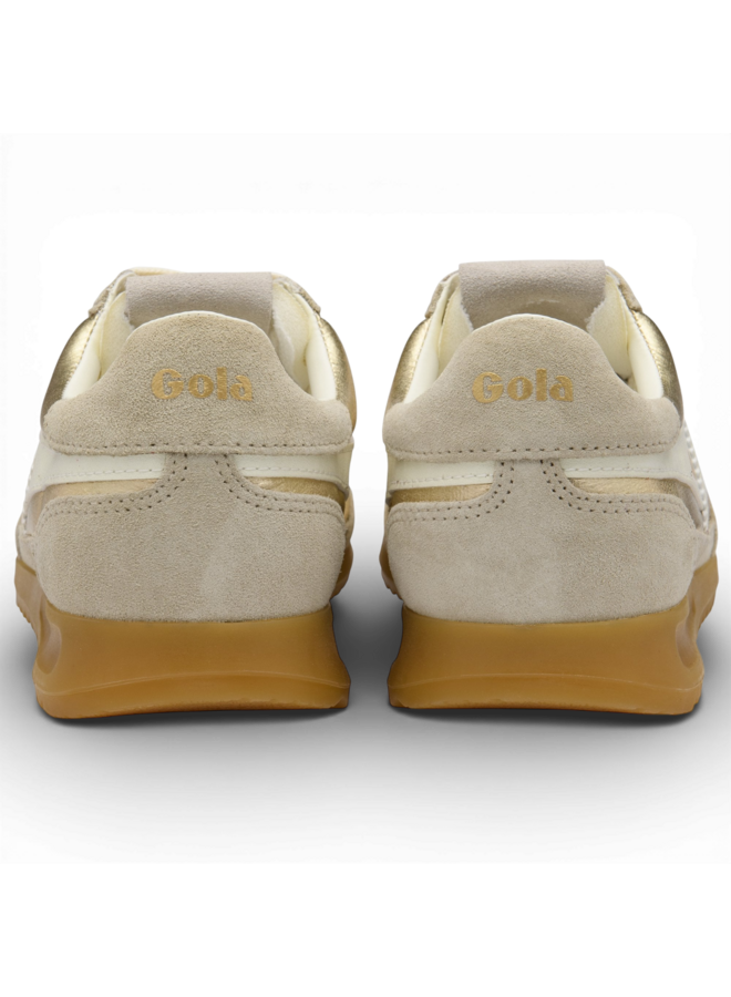 Gola CLB858YW Women's Firefly Metallic Trainer Gold/Off White
