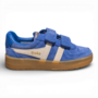 Gola CKA618EI Children's Hawk Suede Strap Trainer Marine Blue/Off White/Gum