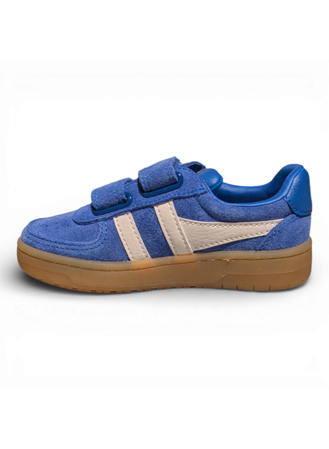 Gola Children's Hawk Suede Strap Trainer Marine Blue/Off White/Gum
