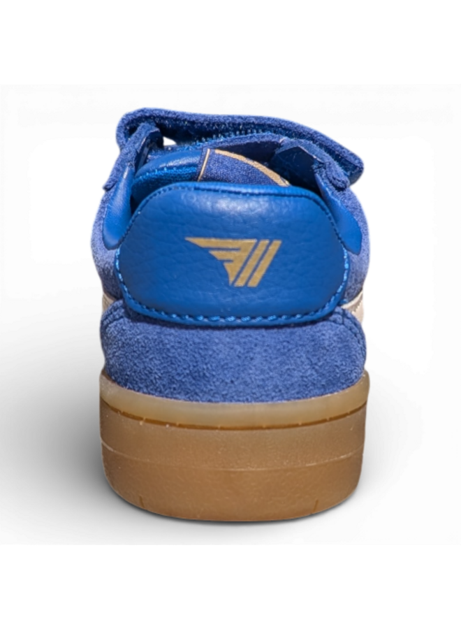 Gola CKA618EI Children's Hawk Suede Strap Trainer Marine Blue/Off White/Gum