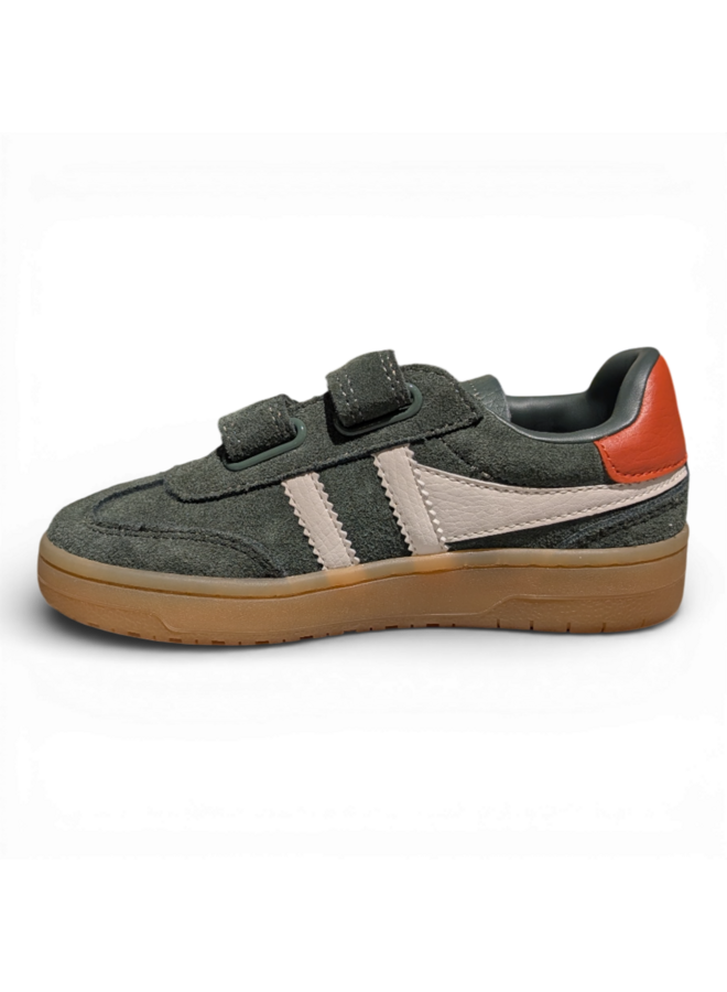 Gola CKA611NW Children's Viper Strap Trainer Dark Khaki/Off White/Moody Orange/Gum